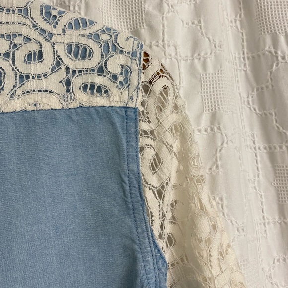 Anthropologie Lace + Chambray Blouse - Picture 7 of 7
